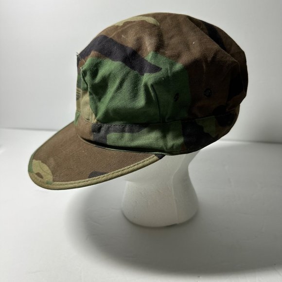 VTG 1988 US Marine Corps BDU Woodland Print 8 Point Utility Cap Size Large - Picture 3 of 10